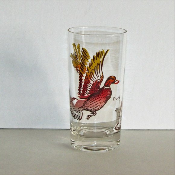 Vintage Game Bird Beverage Glass Colourful Duck Water Tumbler - Picture 1 of 7